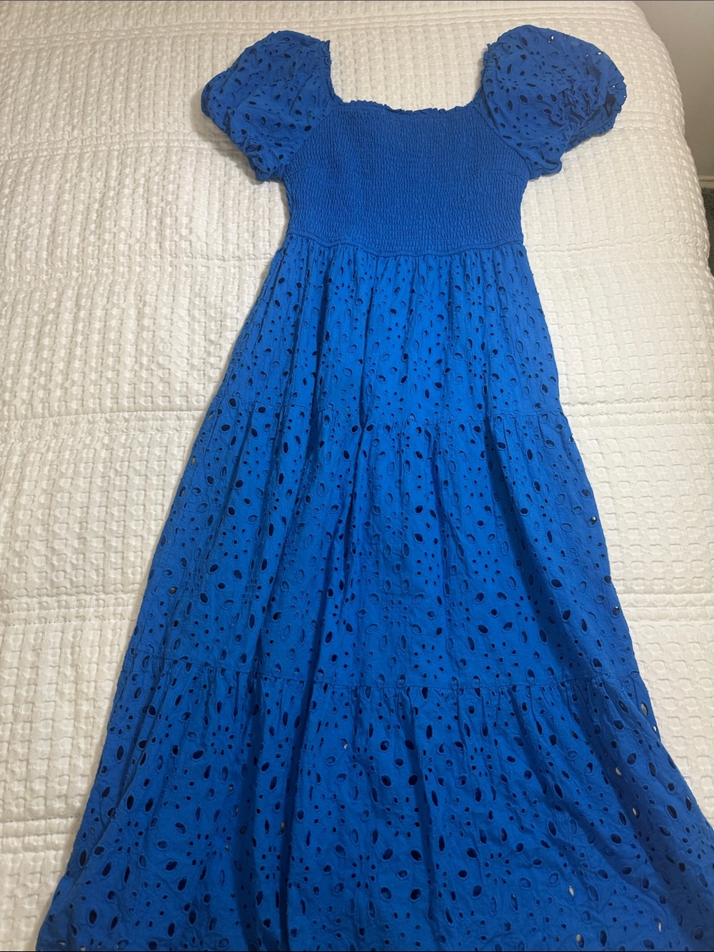 Blue maxi dress.